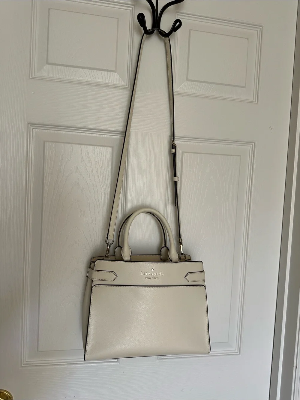 kate spade Cream Crossbody Tote with Gold Logo